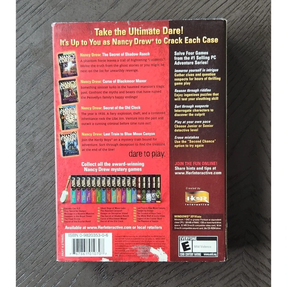 Nancy Drew Ultimate Dare PC CD 4 Game Mystery Collection Shadow Ranch Blackmoor